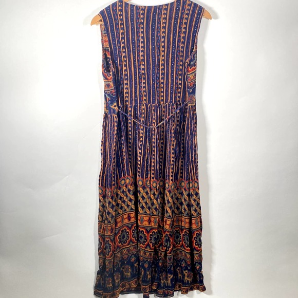 Vintage Jasmine KVM Women's Full Button Up Maxi Dress Sz Large Hippie Boho Flowy - Picture 2 of 7